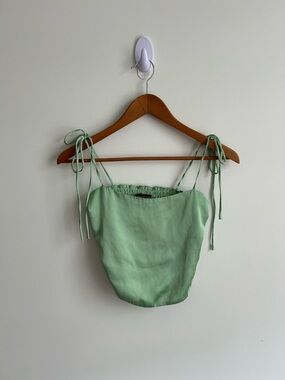 Urban Outfitters Satin Green Tie Strap Tank Top